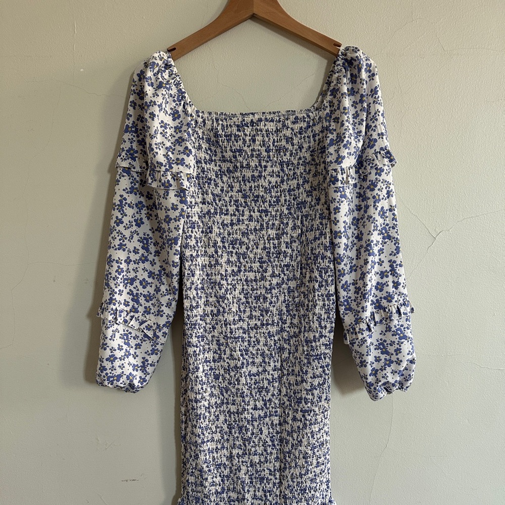 Floral Blue Midi Dress